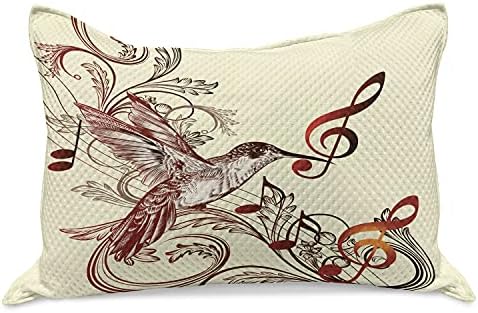 Зачудувачки колибри плетени ватенка перници, музички ноти за летање, селење музички украсен дизајн, стандарден капак за перница