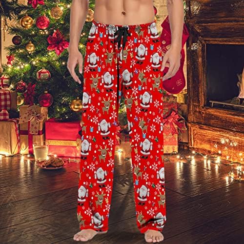 Менс пижама панталони Божиќна истегнување на ирваси на ирваси за графички панталони плус големина влечење долги панталони за
