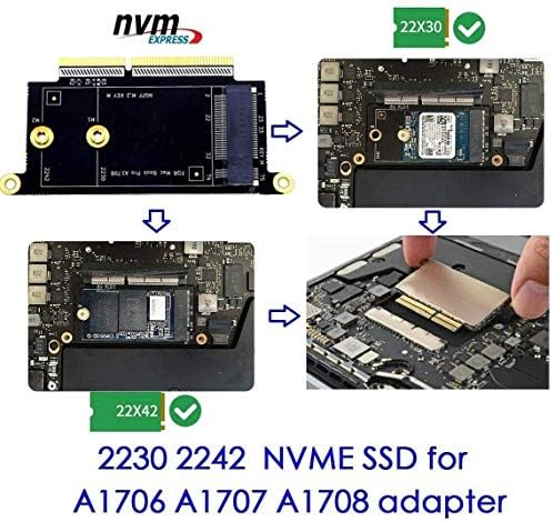 A1708 SSD Адаптер NVMe M. 2 NGFF DIY Комплет ЗА Надградба Компатибилен со 2017 13 MacBook Pro Не-Допир, Вклучени Бесплатни