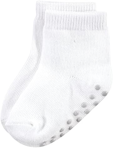 Допрено од природата бебешки момчиња органски памук со не-лизгач за есен отпор, обичен чорап, цврста црна боја, 6-12 месеци САД