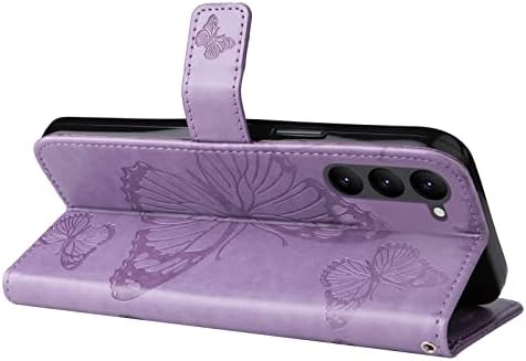 Imeikonst Случај За Samsung Galaxy S23 5G, Мода Ретро 3D Пеперутка Врежана Pu Кожа Паричник Стил Флип Со Магнетни Држач Картичка