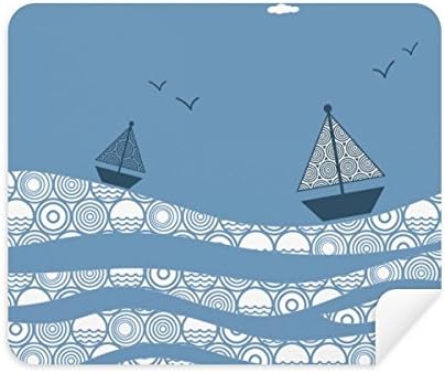 Море Бран Брод Пејзаж Облак Илустрација Чистење Крпа Екран Почиста 2 парчиња Велур Ткаенина