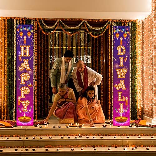 Среќна Дивали виси банер Дивали украси Дивали пред тремот добредојде на знак за добредојде за diwali wallиден банер Дивали виси декор