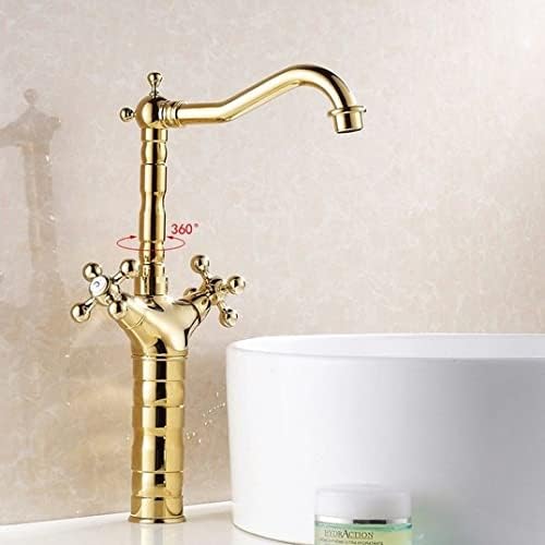 Кујна влажна лента бања садови мијалник за мијалник полирана златна боја месинг двојна рачка
