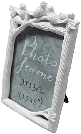 Запостави бебешка фото -рамка Класична рамка за слики смола Декорација за табела со фотографии од табела 5 инчи бел украс со фото