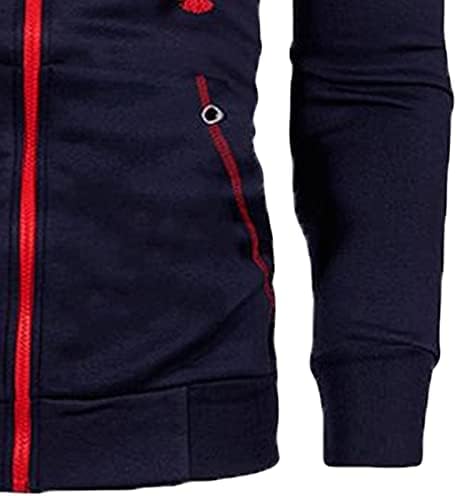 Maiyifu-GJ Meman's Full Zip обични дуксери со долги ракави, спортски дуксери со лесна качулка со џебови со поштенски џебови