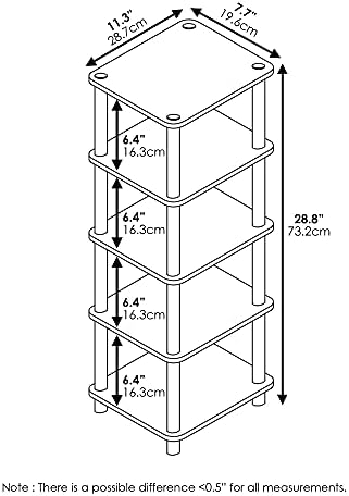 Furinno Laci 4-Bins System Rack, даб/црна/светло-кафеава и само 3-ниво на завршна табела/странична маса/странична маса/ноќна маса/маса