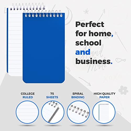 Алит мали тетратки, спирални тетратки 3x5 - џебна тетратка, меморандум за дома, канцеларија, колеџ, училиште - наречен хартија со владеење