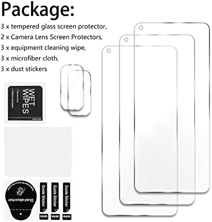 [3+2 Пакет] 3 Пакет За Xiaomi mi 10t / Mi 10t PRO HD Заштитник На Екран Со Чисто Калено Стакло +2 Заштитник На Објективот На Пакувањето, [9h Цврстина] [Без Меур] [Доказ За Кршење] [Анти-о