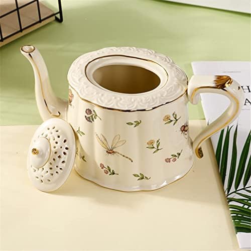 Гроздобер крем боја керамика насликана златна кафе чаша чаша англиски попладне чај црн чај чајник чајник
