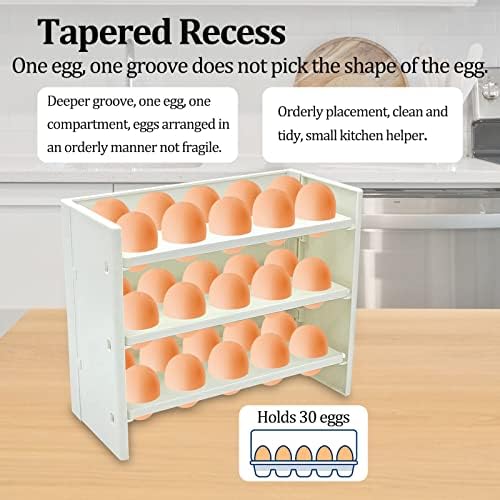 Преклопен пластичен држач за јајца за фрижидер со сепаратор на жолчка од јајце, 3-слој флип фрижидер сад за сад за јајца, сад за сад за јајца