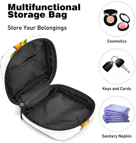 Оријукан санитарна торба за складирање на салфетки, торба за преносен период за жени девојки менструална чаша торбичка, цвет дрвена полица