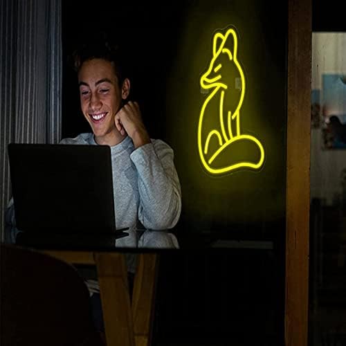 DVTEL жолта лисица образец Неонски знак LED моделирање светло светло светло букви со акрилна табла неон декоративна светлина, 42х26