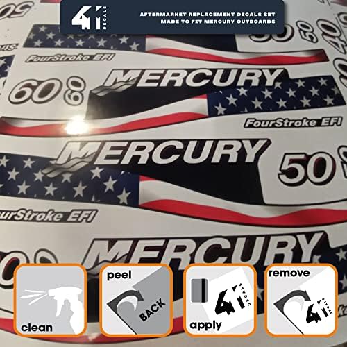 411 Декларации замена на задниот дел за Mercury 225 Grey Outboard Decal Set