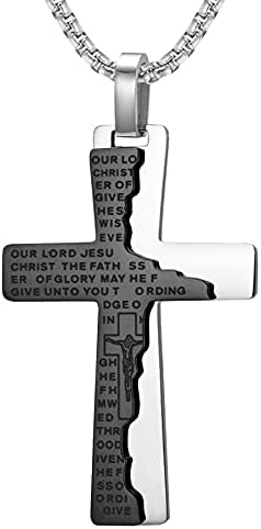 Yl ѓердан за вкрстено крст за луѓе од не'рѓосувачки челик Господ, за раселување на молитвата Исус Христос накит