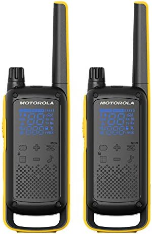 Motorola Talkabout T800 двонасочни радија, 2 пакувања, црно/сино & T475 екстремно двонасочно радио црно w/жолто полнење два пакувања