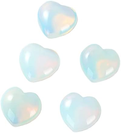5 парчиња срцеви кристални камења дебели розови кварцни палми-палми на очите на очите на очите, природно полиран poceубов во облик на џебни