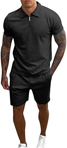Менс обична поло маица и шорцеви поставуваат 2 парчиња летни облеки кратки ракави поштенски тренерки поставени за мажи модна облека