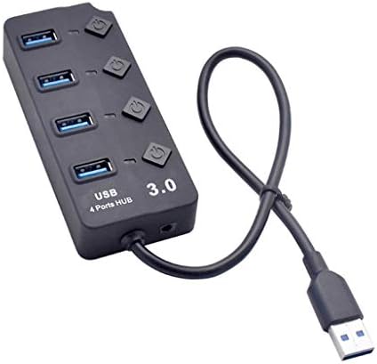 CHYSP USB 3.0 Центар Сплитер 4 Порта Со Голема Брзина Индивидуални Вклучување/Исклучување Прекинувач AC Моќ Адаптер За ЛАПТОП