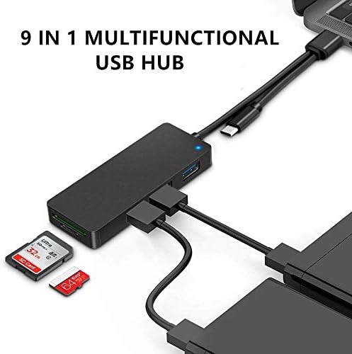 USB C Hub Читач На Картички OTG, 9-ВО-1 USB 3.0/USB C/Микро USB Hub Адаптер, USB C 3.0 Читач На Мемориски Картички Со Функција OTG-Истовремено