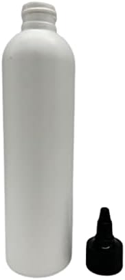 8 мл Бели Космо пластични шишиња -12 Пакувајте празно шише за полнење - БПА бесплатно - есенцијални масла - ароматерапија | Црната врвна капа на пресврт - направено во С