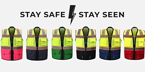 Сјај светла безбедносна елек - Висока видливост со рефлексивни ленти и џебови - Премиум, мека, издржлива и дише