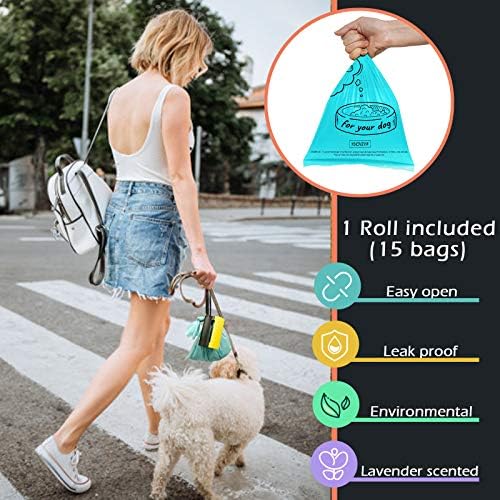 3 во 1 држач за торби за кучиња со вградена LED фенерче за поводник и метален клип за висење користени торби со би-бои со кучиња