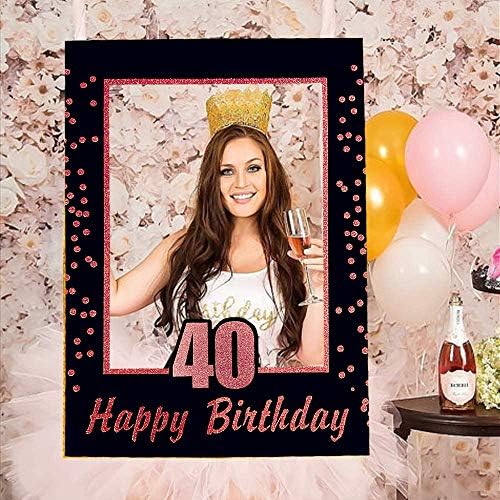 Лавоенско розово злато 40 -ти роденденска забава Фото штанд реквизити 40 -ти роденденска фото рамка за роденденска фотографија