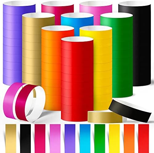 1000 парчиња хартиени ленти за хартија за настани во боја на рачни зглобови во боја на настани, неонски зглобни ленти водоотпорни лепливи