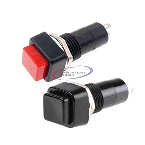 5 парчиња квадратни моментално копче за притискање Црвена или црна SPST автомобил Dash 12V 12mm PBS-11b