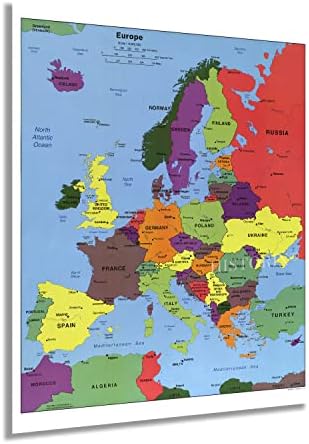 Историкс 2004 година Постер за мапи во Европа - 24x30 инчи Постер мапа на Европа wallидна уметност - wallидна мапа на Европа - Европска wallидна