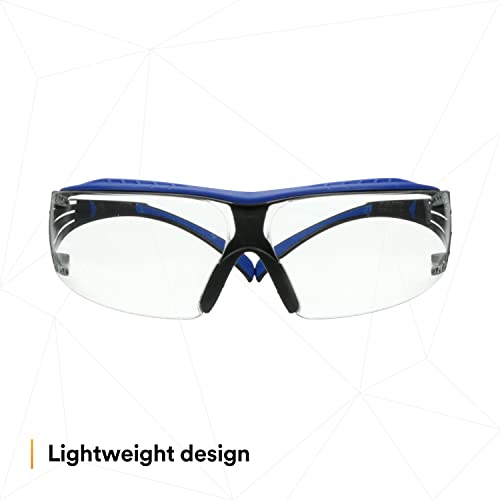 Безбедносни очила од 3М Securefit 400 серии SF401XSGAF-BLU, сина/сива, чиста леќа за анти-магла/анти-гребење, пакет од 20