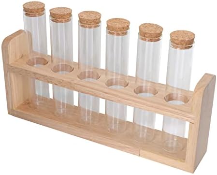 Контејнери за контејнери на Zerodeko Test Tube со дрвен штанд: 1 сет на тест цевки со столбови од плута за стопи за складирање на бонбони