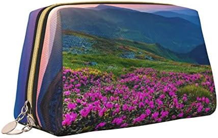 Природа Виолетови Цвеќиња Ливада Планина Сценско Мало Патување Шминка Торба За Чанта, Пренослив Тоалет Торба За Жени Девојки Дневно Чување Организатор