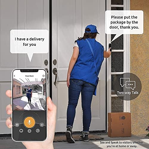 Камера на вратата на вратата на Toucan + 2 безбедносна камера на отворено безжичен пакет пакет, 1080p, откривање на движење Двонасочен разговор