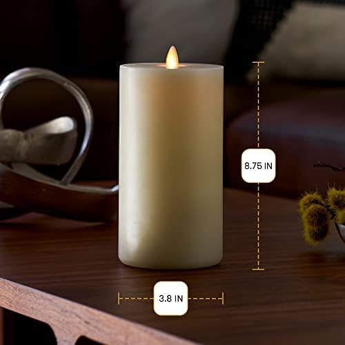 Lightli Touch Вклучено/Исклучено Подвижен пламен реален столб вистински восок мазен финиш ванила миризлива миризлива свеќа, батерија