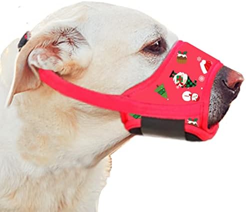 Божиќен стил муцки за кучиња за мали кучиња со голема големина, кучиња муцки за спречување на гризење на лаење, прилагодлива