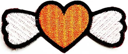 Кленплус 3 парчиња. Летање Портокалово Срце Лепенки Налепница Симпатична Цртан Филм Вез Железо На Ткаенина АПЛИКАЦИЈА САМОСТОЈНО Шиење