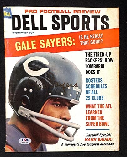 Гејл Сајерс потпиша Чикаго Мечки 1967 Дел Спорт СПИСАНИЕ ПСА/днк 91525-Автограм Нфл Списанија