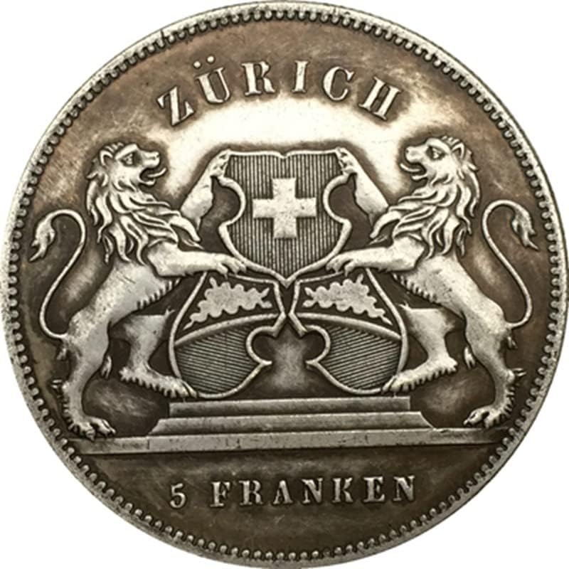 1859 Швајцарски Монети Бакар Сребрени Антички Монети Монети Занаети Колекција Може Да Удар