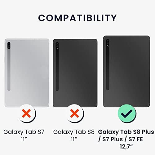 Kwmobile Случај Компатибилен Со Samsung Galaxy Tab S8 Плус / S7 Плус / S7 FE-Случај PU Кожа И Платно Покритие Со Стојат Функција-Сива/Црна/Црна