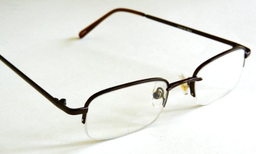 Фостер Грант +1,00 кафеав метал 1/2 очила за читање на раб -H29- + + бесплатно бонус стакло куќиште и крпа за чистење