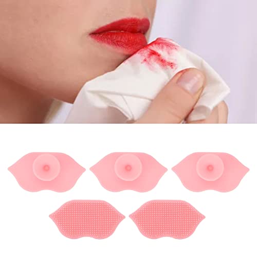 Силиконски ексфолирачки четки за усни, 5 парчиња флексијално силиконски ексфолирачки со вшмукување чаша меки и флексибилни чистачи на усни длабоко