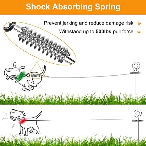 Tresbro 10 ft Dog извадете кабел, синџири со тешки кучиња за надвор со пролетна кука за заклучување на вртливата, кабел за миленичиња за миленичиња за двор, врзана линија з?