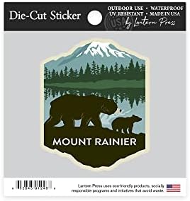 Умре исечена налепница на Националниот парк Раниер, Вашингтон, мечки, вектор, налепница за винил од контура од 1 до 3 инчи, мали