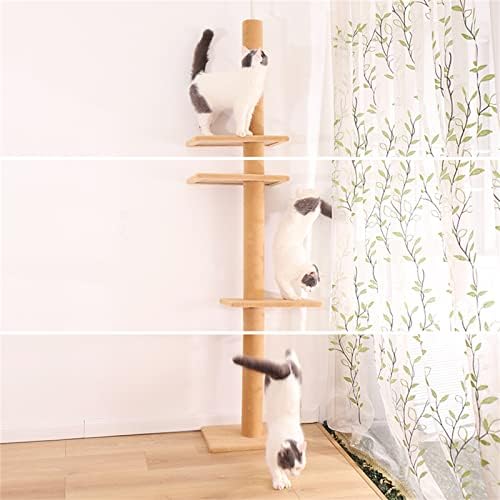 Мачка дрво за затворени мачки, 3-тина подот до таванот мачки и качување на дрво 9 стапки, висок центар за активност на искачување со