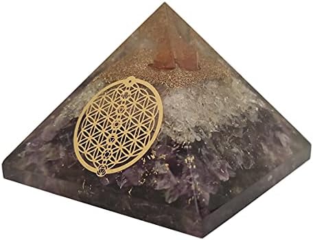 Sharvgun orgonite пирамида аметист и чист кварц камен чакра цвет на живот негативна енергија заздравување кристален скапоцен камен