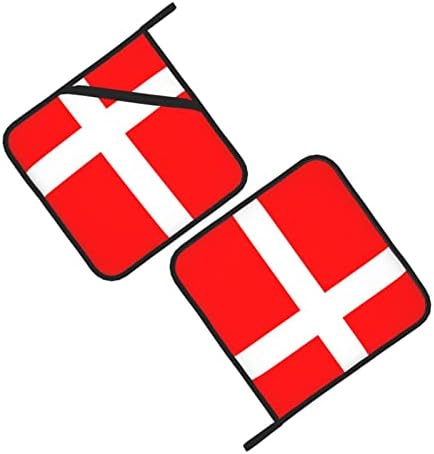 Данска Данска знаме на тенџере подложни влошки за рерна: Подлога за топлина на држачот на тенџере од 2 за готвење микробранова скара и печење