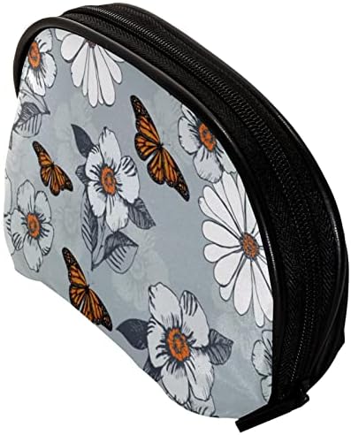 Патување Шминка Торба, Козметичка Торба Сочинуваат Организатор Случај, За Жени Чанта За Тоалети Додатоци Четки, Бел Цвет Цветни Пеперутка