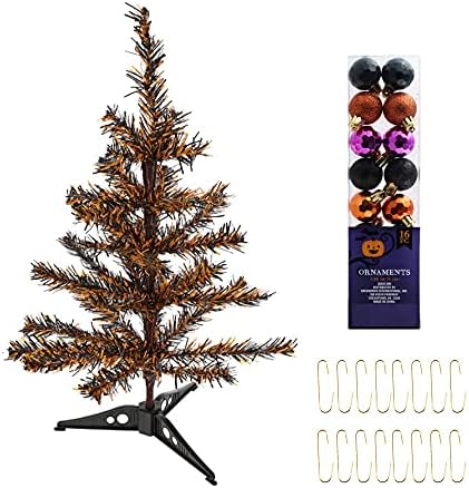 Дрво за Ноќта на вештерките, високи 18 , портокалови и црни, 16 украси и 16 куки пакет